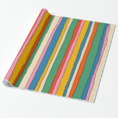 Kleurrijke Pop Stripes Cheerful Lined Pattern Cadeaupapier (Uitgerold)
