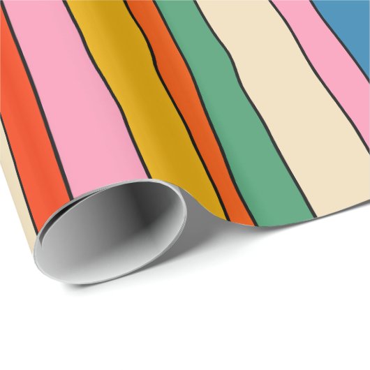 Kleurrijke Pop Stripes Cheerful Lined Pattern Cadeaupapier (Rol Hoek)