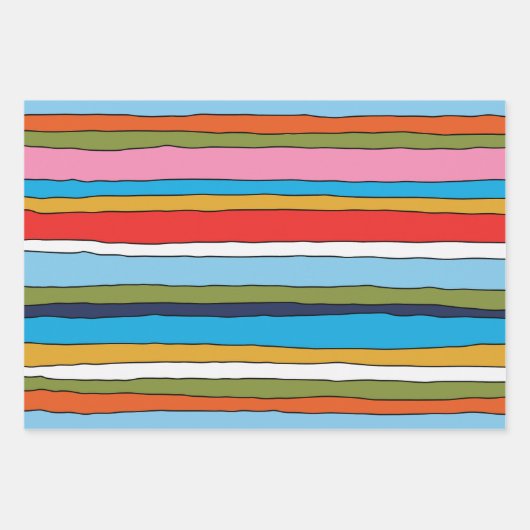Kleurrijke Pop Stripes Lined Pattern Inpakpapier Vel (Voorkant 3)