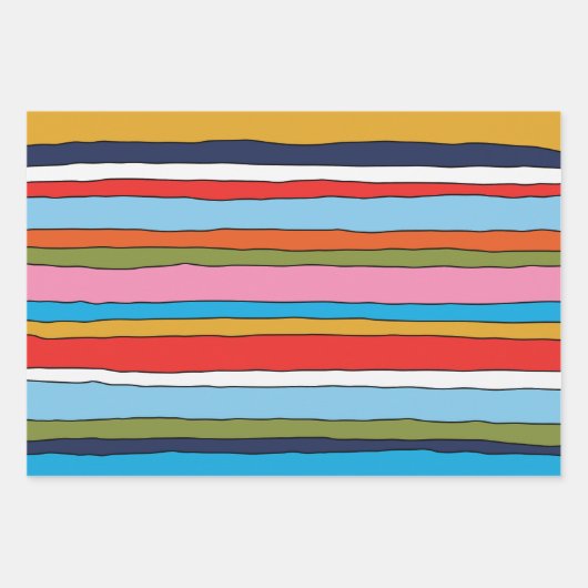 Kleurrijke Pop Stripes Lined Pattern Inpakpapier Vel (Voorkant 2)