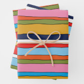 Kleurrijke Pop Stripes Lined Pattern Inpakpapier Vel (In situ)