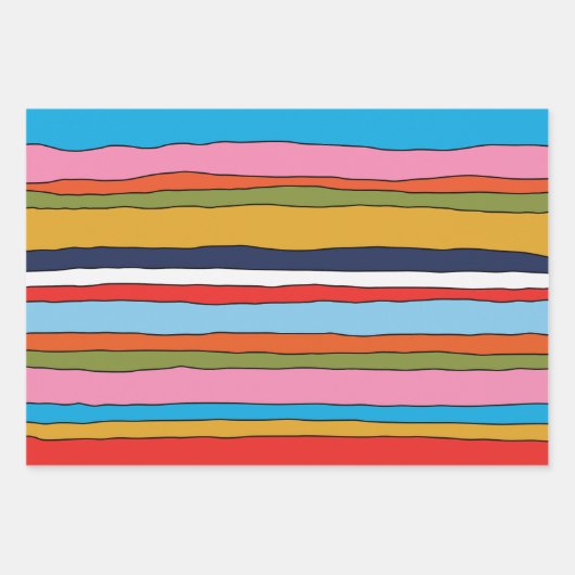 Kleurrijke Pop Stripes Lined Pattern Inpakpapier Vel (Voorkant)