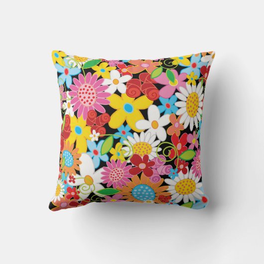 Kleurrijke Pop van de Veerbloem Whimsical Chic Kussen (Achterkant)