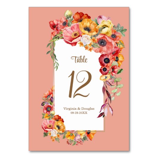 Kleurrijke Poppies bruiloft Kaart (Achterkant)