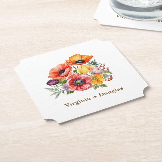 Kleurrijke Poppies bruiloft Onderzetters (Gekanteld)