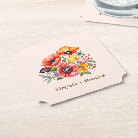 Kleurrijke Poppies bruiloft Onderzetters (Gekanteld)