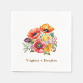Kleurrijke Poppies bruiloft servetten (Voorkant)