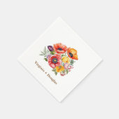 Kleurrijke Poppies bruiloft servetten (Hoek)