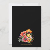Kleurrijke Poppies Zwart Bruiloft Kaart (Achterkant)