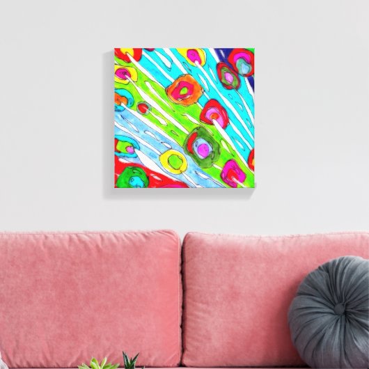 Kleurrijke Poppy Bloemen Verpakt Canvas - 10" x 10 (Insitu (Woonkamer))