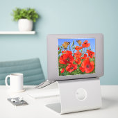 Kleurrijke Poppy Field Contour Sticker (Laptop op bureau)