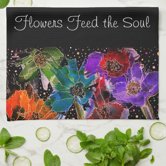 Kleurrijke Poppy Flowers 1/2 Fold keukenhanddoek (Gevouwen)