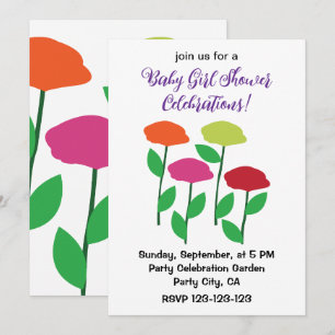 Kleurrijke Poppy Flowers Baby shower Kaart