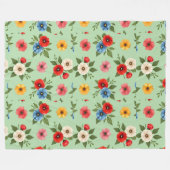 Kleurrijke Poppy Flowers Patroon Fleece Deken (Voorkant (Horizontaal))