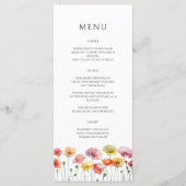 Kleurrijke poppy wilde bloemen bruiloft menu (Voorkant)