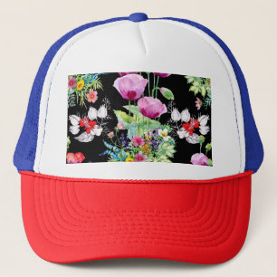 Kleurrijke Poppy Zomer Bloemen Patroon Trucker Pet