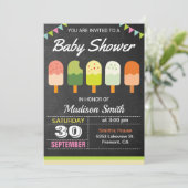 Kleurrijke Popsicle Baby shower Invitation Kaart (Staand voorkant)