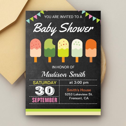 Kleurrijke Popsicle Baby shower Invitation Kaart