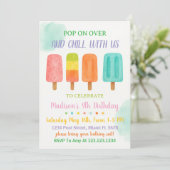 Kleurrijke Popsicle Party verjaardagsuitnodiging Kaart (Staand voorkant)