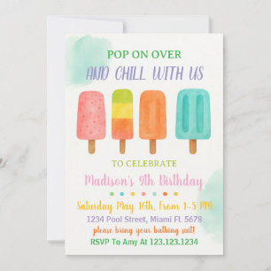 Kleurrijke Popsicle Party verjaardagsuitnodiging Kaart
