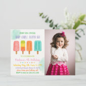 Kleurrijke Popsicle Party verjaardagsuitnodiging Kaart (Staand voorkant)