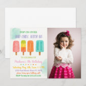 Kleurrijke Popsicle Party verjaardagsuitnodiging Kaart (Voorkant / Achterkant)