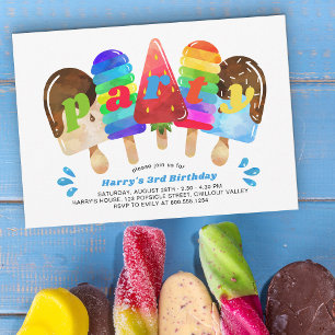Kleurrijke Popsicle-verjaardagsfeestje voor jongen Kaart