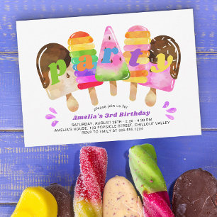 Kleurrijke Popsicle-verjaardagsfeestje voor meisje Kaart