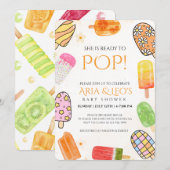 Kleurrijke Popsicle Zomer Baby Shower Uitnodiging (Voorkant / Achterkant)