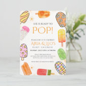 Kleurrijke Popsicle Zomer Baby Shower Uitnodiging (Staand voorkant)