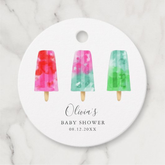 Kleurrijke Popsicles Zomer Baby shower Bedankjes Labels (Voorkant)