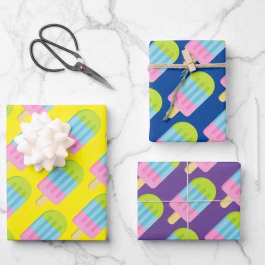 Kleurrijke popsikel voor het verpakken van papierb inpakpapier vel (Voorkant)