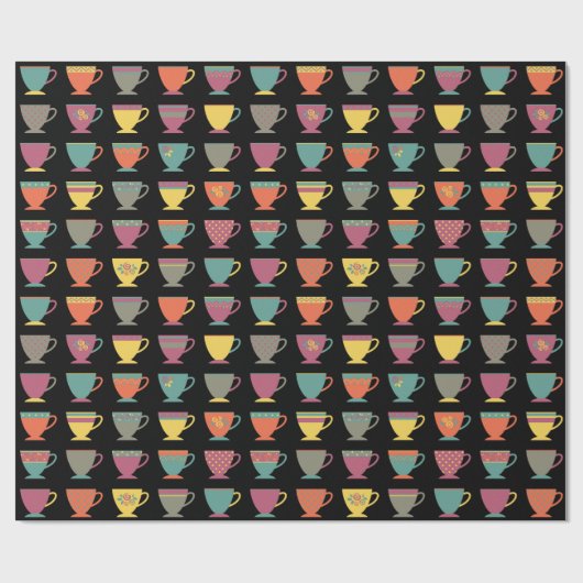 Kleurrijke porseleinthee-bekertjes, winterkoffie-m cadeaupapier (Vlak)