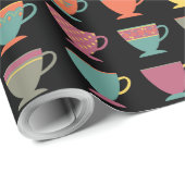 Kleurrijke porseleinthee-bekertjes, winterkoffie-m cadeaupapier (Rol Hoek)