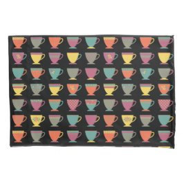 Kleurrijke porseleinthee-bekertjes, winterkoffie-m kussensloop