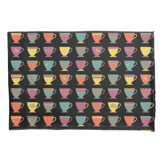 Kleurrijke porseleinthee-bekertjes, winterkoffie-m kussensloop (Voorkant)