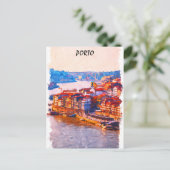 Kleurrijke Porto Portugal Waterverf artwork Briefkaart (Staand voorkant)
