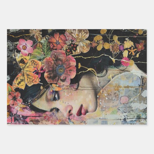 Kleurrijke portretten bloemenportret, zware decoup inpakpapier vel (Voorkant 3)