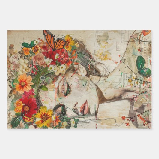 Kleurrijke portretten bloemenportret, zware decoup inpakpapier vel (Voorkant 2)