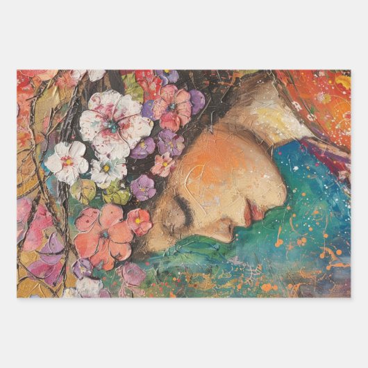 Kleurrijke portretten bloemenportret, zware decoup inpakpapier vel (Voorkant)