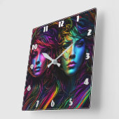 Kleurrijke portretten van twee vrouwen vierkante klok (Hoek)