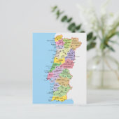 Kleurrijke Portugal Kaart (Staand voorkant)