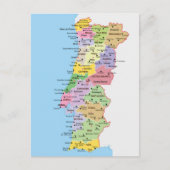 Kleurrijke Portugal Kaart (Voorkant)