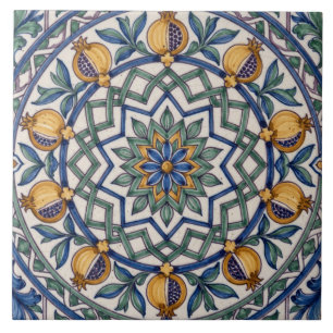 Kleurrijke Portugese Azulejo Granaatappel Medaillo Tegeltje