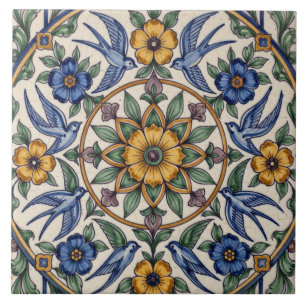 Kleurrijke Portugese Azulejo Slokt Medaillon Op Tegeltje