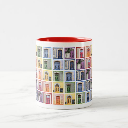 Kleurrijke Portugese Doors Rainbow Coffee Mok (kle (Center)