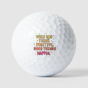 Kleurrijke positieve typografie voor aanhalingstek golfballen