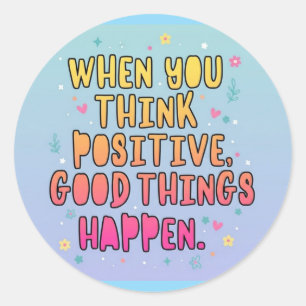 Kleurrijke positieve typografie voor citaten؛ Denk Ronde Sticker