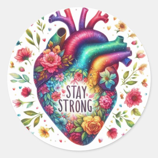 Kleurrijke positiviteit met hart ronde sticker (Voorkant)