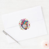 Kleurrijke positiviteit met hart ronde sticker (Envelop)